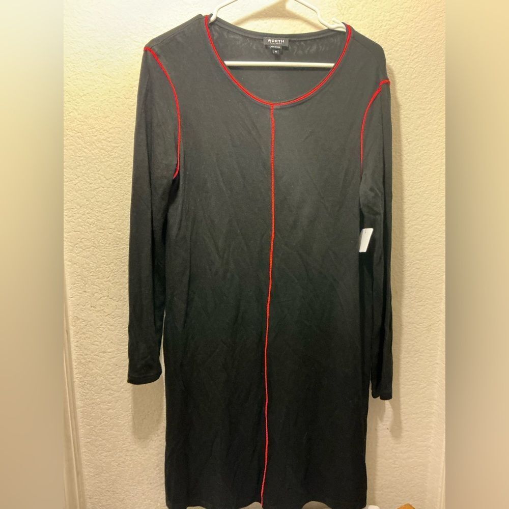 Worth Black Dress with Red Accents